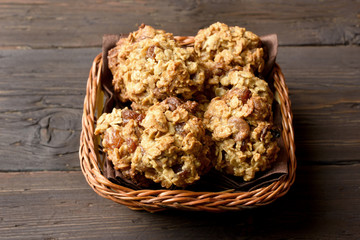 Oats cookies in bread basket