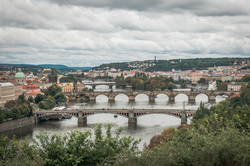 Fototapeta na wymiar View of the bridges of old Prague