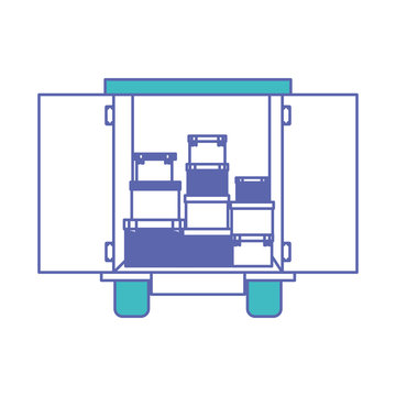 truck delivery with carton boxes service icon vector illustration design