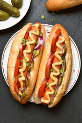 Hot dogs, top view