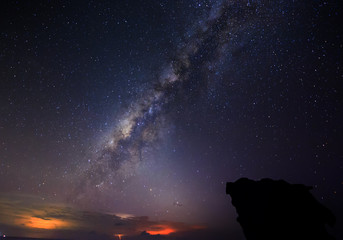 core of milky way galaxy and starry night sky at kudat, Sabah Malaysia. image contain soft focus,...