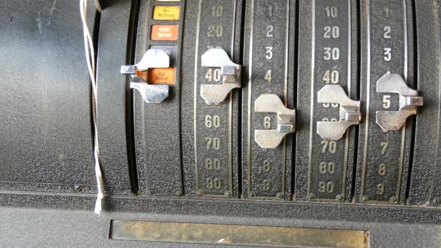 An Ancient calculator. Vintage old german abacus close up view