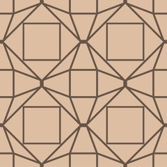 Brown geometric ornament. Seamless pattern