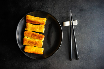 Stuffed pancakes crepes with meat