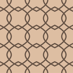 Beige and brown geometric ornament. Seamless pattern