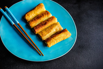 Stuffed pancakes crepes with meat