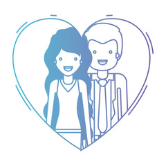 couple inside heart characters vector illustration design