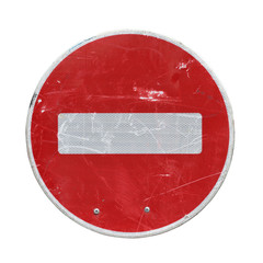 Old red stop road sign