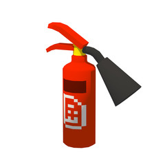Fire extinguisher on isolated white background. Low Poly 3D Illustration