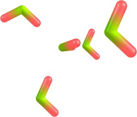 Water molecular structures isolated on white background