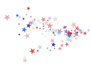 American Patriotic Deign, Vector Blue, Red, White Stars Confetti. Labor, Independence, Memorial Day, 4th of July Election Frame. American Patriotic Design, UK, Australia Freedom Falling Stars Texture.