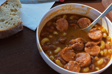Spicy and sour bowl soup whit meat