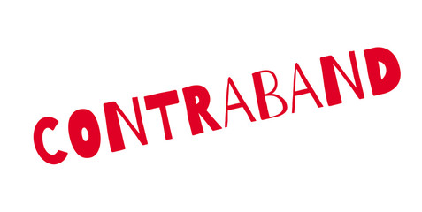 Contraband rubber stamp. Grunge design with dust scratches. Effects can be easily removed for a clean, crisp look. Color is easily changed.