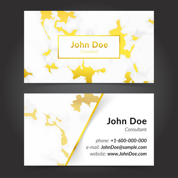 Golden marble stone texture business card design template