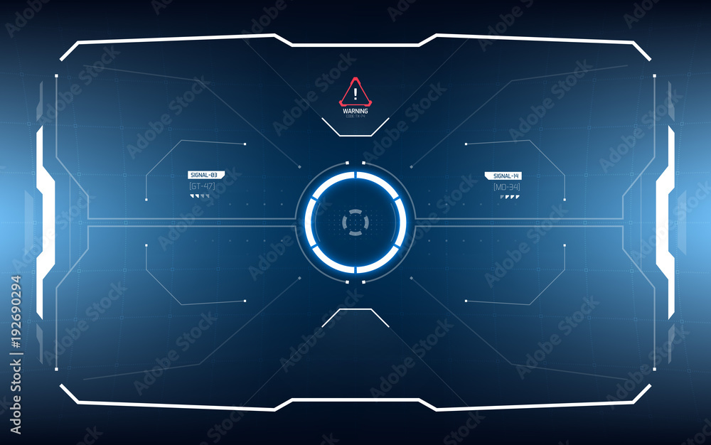 Wall mural sci-fi concept of future vector hud interface scree. virtual reality view display. hologram technolo