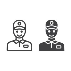 Delivery man line and glyph icon, logistic and delivery, courier sign vector graphics, a linear pattern on a white background, eps 10.