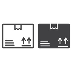 Carton box line and glyph icon, logistic and delivery, cardboard box sign vector graphics, a linear pattern on a white background, eps 10.