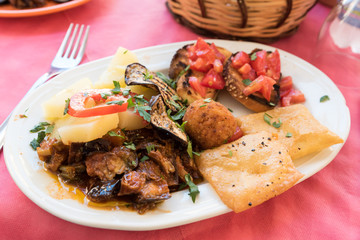 Plate with Sicilian specialties