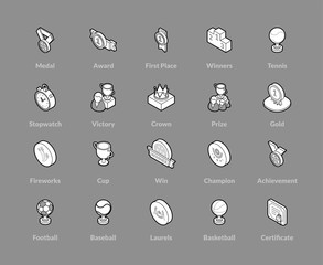 Isometric outline icons set - 192692455