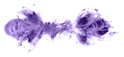 Abstract watercolor background hand-drawn on paper. Volumetric smoke elements. Blue-Purple, Ultra Violet color. For design, websites, card, text, decoration, surfaces.