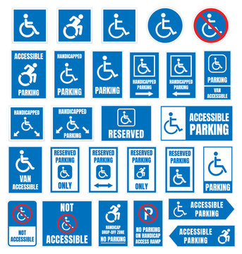 accesible parking signs, disabled people parking icons