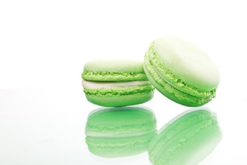 Green sweet macaroons cookies 