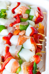 Fish and vegetable kebabs