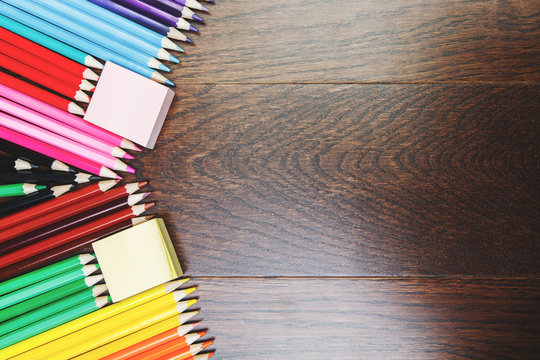 Contemporary table top with colorful supplies