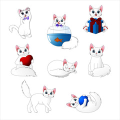 Set of cute cartoon cats