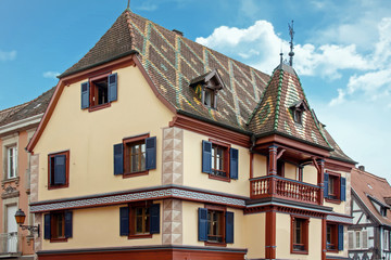 Fototapeta na wymiar Obernai. Maison typique alsacienne. Alsace, Bas Rhin