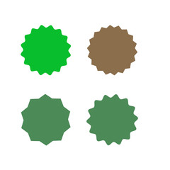 Set of icons badges starburst, sunburst, label, sticker. Different types and colors Design elements. Vector illustration 