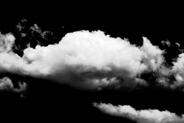 White clouds isolated on black background.