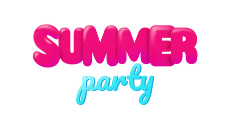 Vector 3d summer party lettering inscription