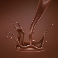 Vector realistic chocolate splash, liquid whirl