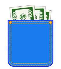 Denim pocket with money