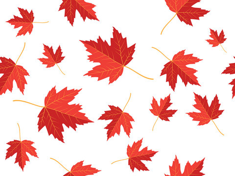 red maple leaf vector seamless pattern for wallpaper, background, cover, greeting card, fabric textile