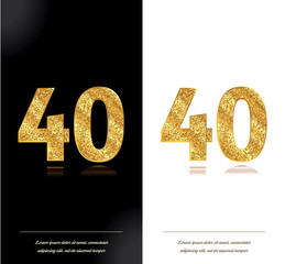 40 years anniversary black and white decorated cards with golden elements.