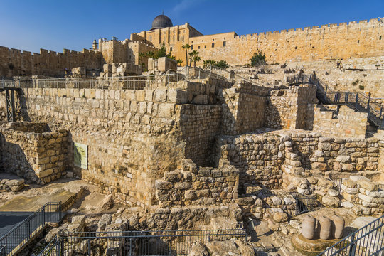 City of David, Jerusalem, Israel. Archeological site of ancient ruins - travel destination