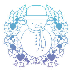 christmas crown wreath with snowman vector illustration design