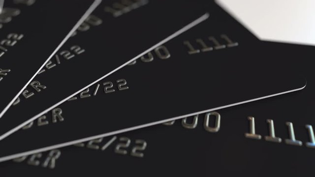 Black plastic credit cards, loopable animation