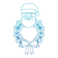 christmas crown wreath with santa claus character vector illustration design