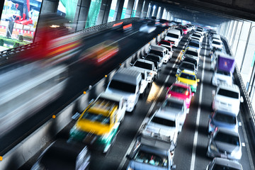 Controlled-access highway in Bangkok during rush hour