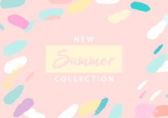 Trendy Sale Banner Design with different hand drawn organic shapes and textures. Social Media Cute backdrop for advertising, web design, posters, invitations, greeting cards, birthday, anniversary