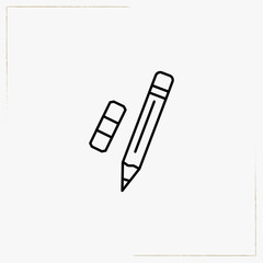pencil with eraser line icon