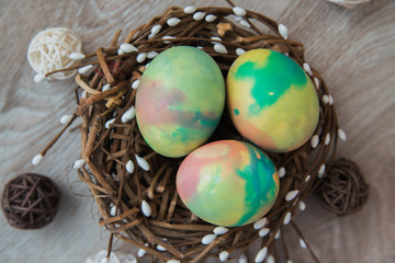 Easter eggs in the nest