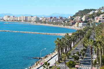 Fototapeta na wymiar Vista del paseo de Málaga