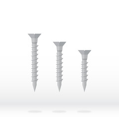 Screws logo template. Three screws of different sizes vector icons with shadow. Stock vector. Vector illustration EPS10.