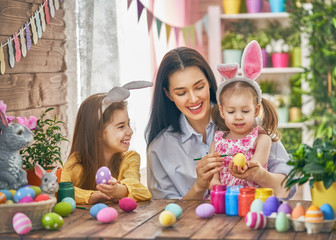 Family preparing for Easter