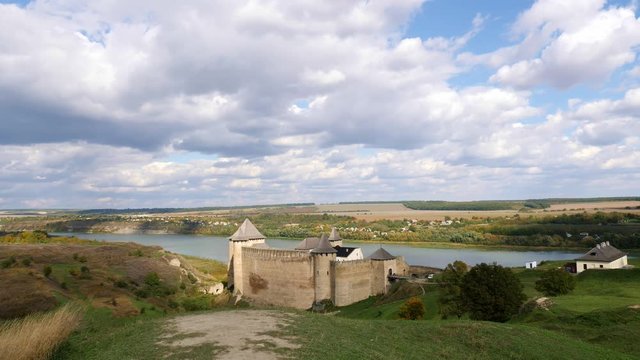Camera movement on the old Khotyn Fortress
