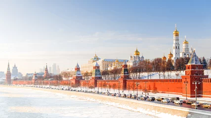 Foto op Plexiglas winterpanorama van het Kremlin van Moskou, Rusland © dimbar76